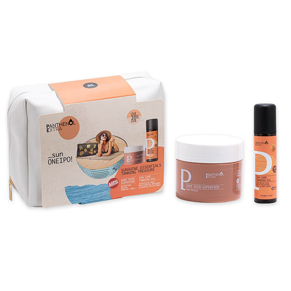 PANTHENOL EXTRA - PROMO PACK BARE SKIN Superfood Body Mousse - 230ml & Sun Care Tanning Oil SPF10 - 150ml